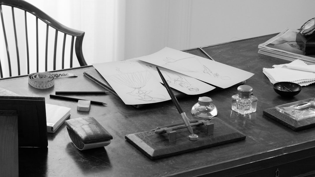 mystery writer at desk