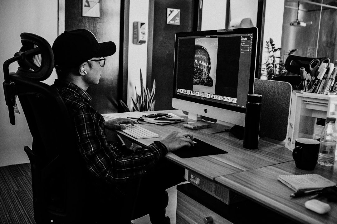mystery writer at desk