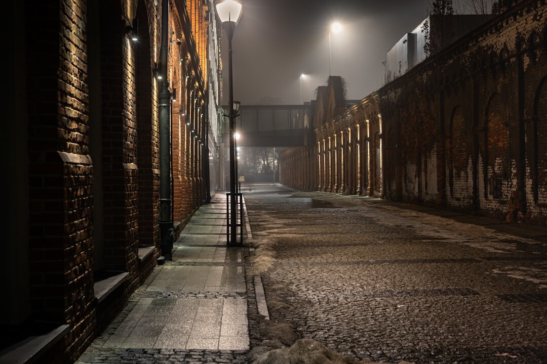 foggy alley at night